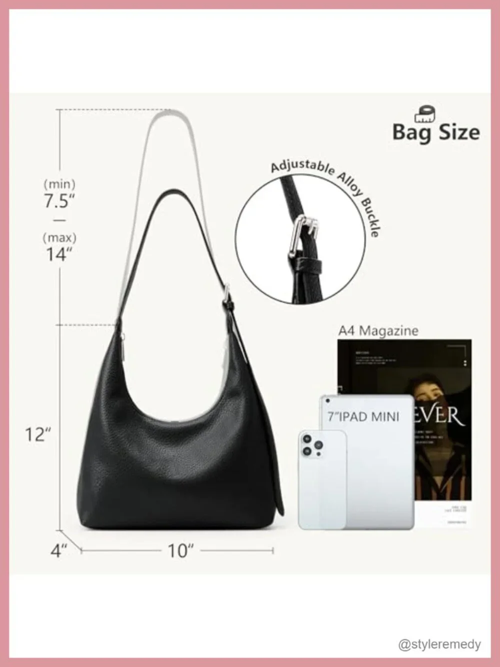 Women's Crescent Hobo Bag Vegan Leather Adjustable Shoulder Crossbody Tote